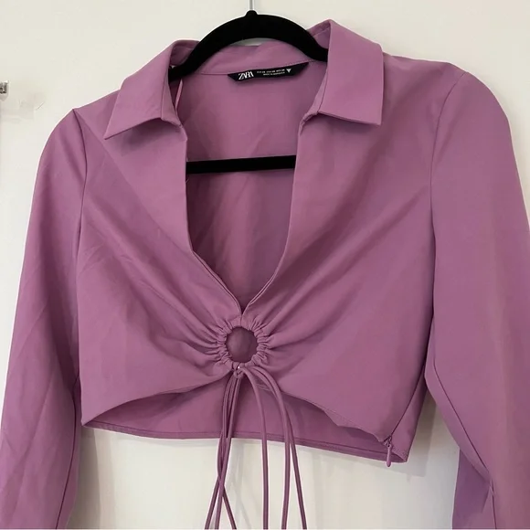 Zara Purple O Ring Crop Top - Picture 3 of 9